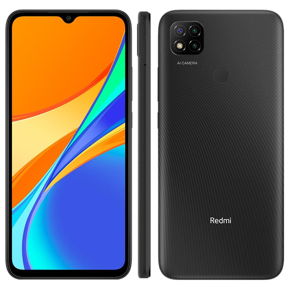 Smartphone Xiaomi Redmi 9C Cinza 32GB, Tela de 6.53", 2GB de RAM, Câmera Traseira Tripla, Android 10 e Processador Octa-Core